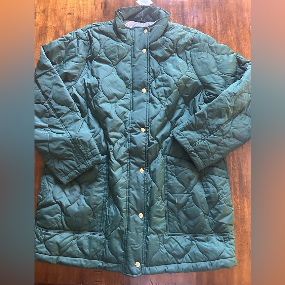 J.Crew Factory City puffer coat AZ561 Green XL - Picture 4 of 6